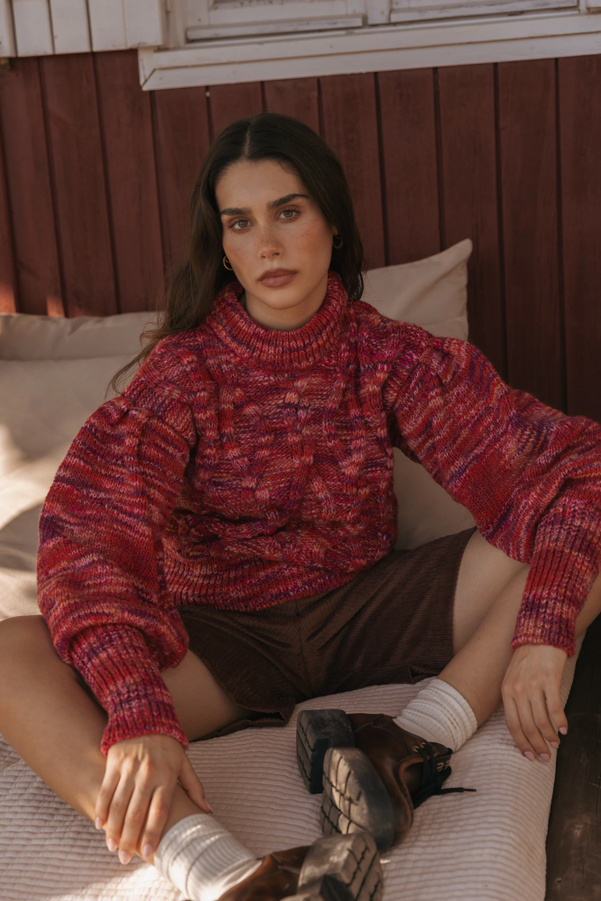 BRIXTON cable knit - PINK & BORDEAUX - Image 3