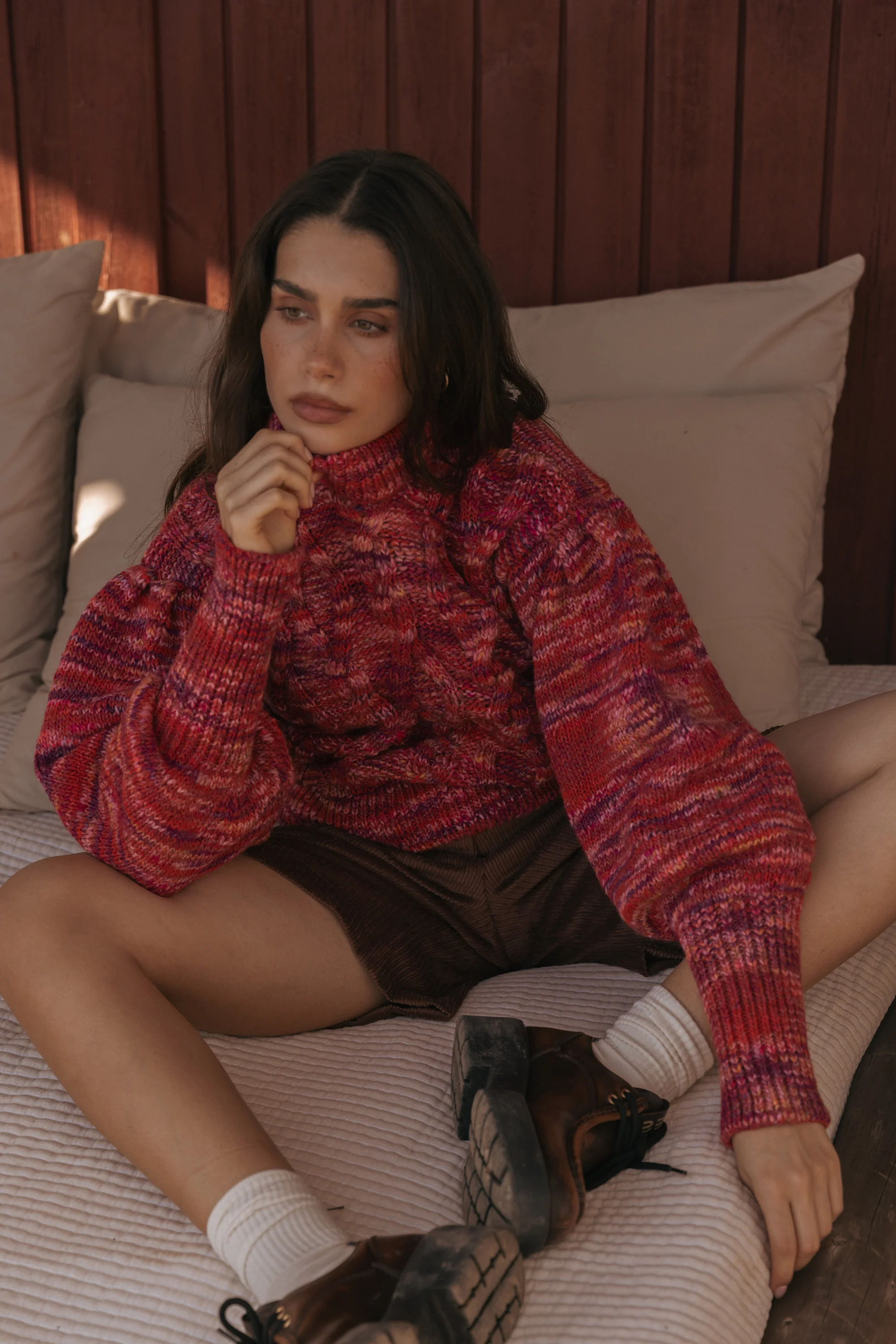 BRIXTON cable knit - PINK & BORDEAUX - Image 4