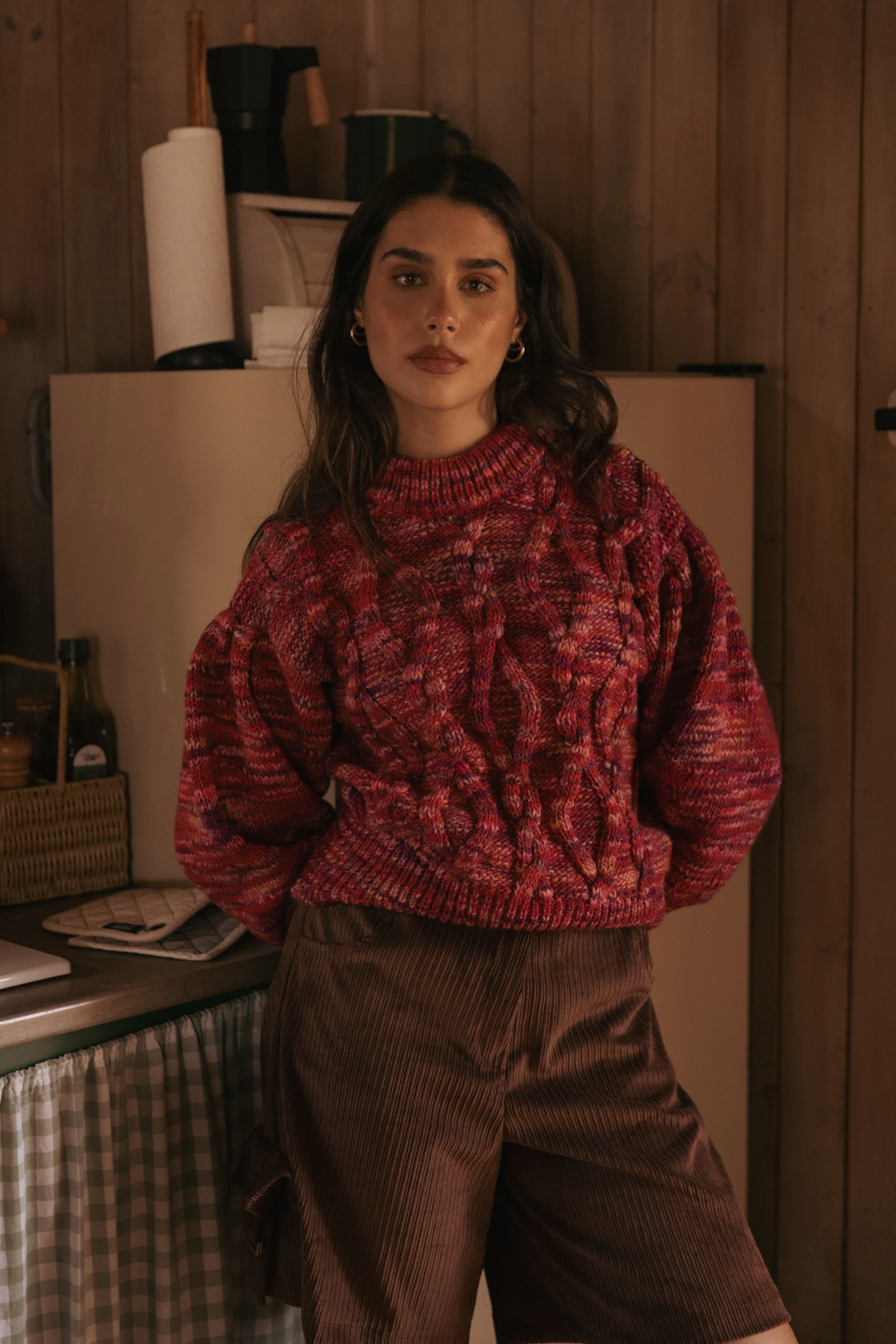 BRIXTON cable knit - PINK & BORDEAUX - Image 5
