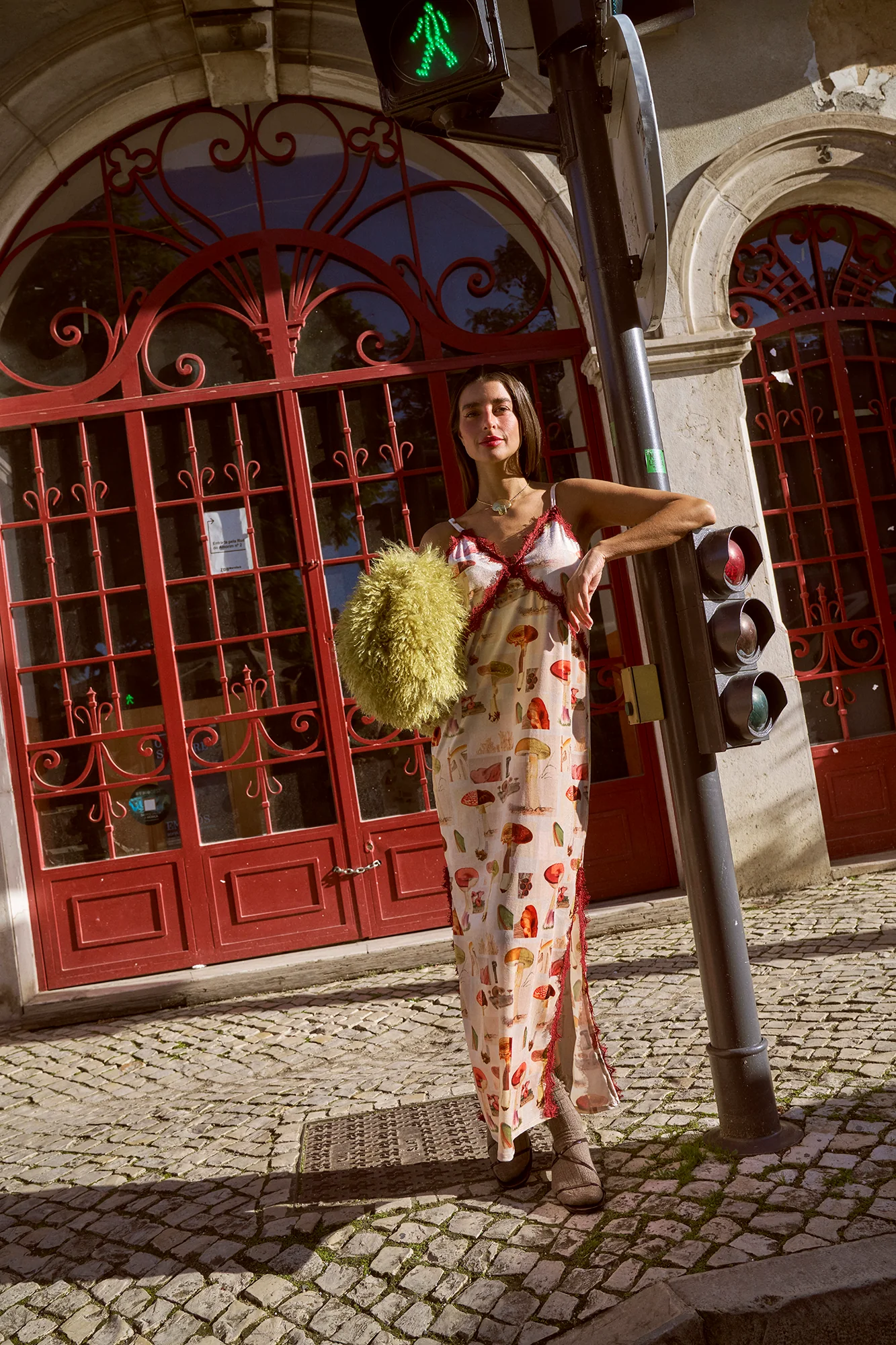 CARMO slip dress - MUSHROOMS