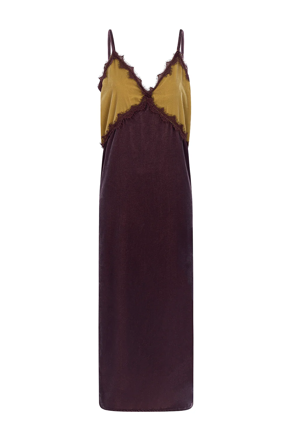 CARMO slip dress - PURPLE & GREEN VELVET - Image 2