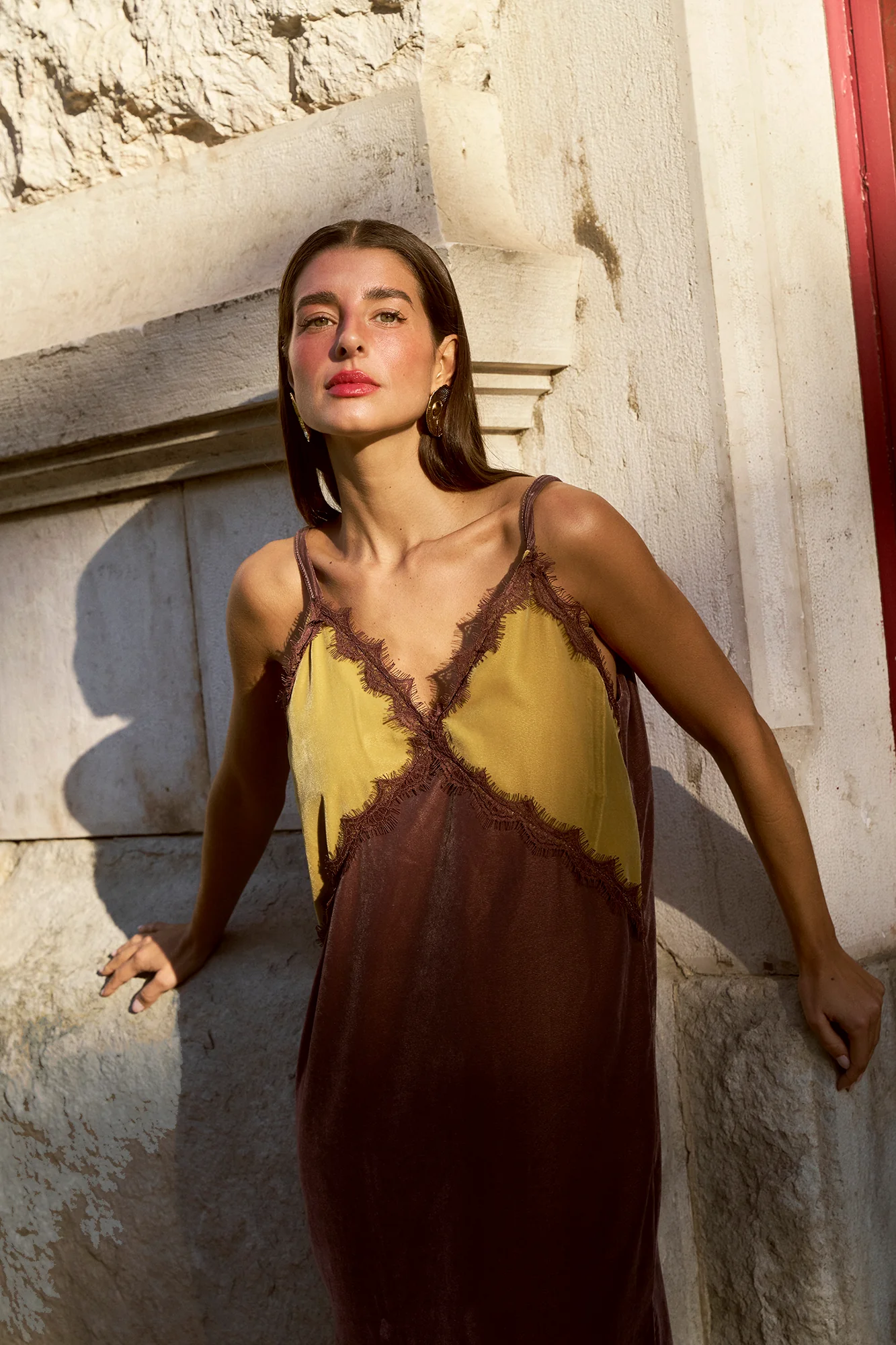 CARMO slip dress - PURPLE & GREEN VELVET - Image 6