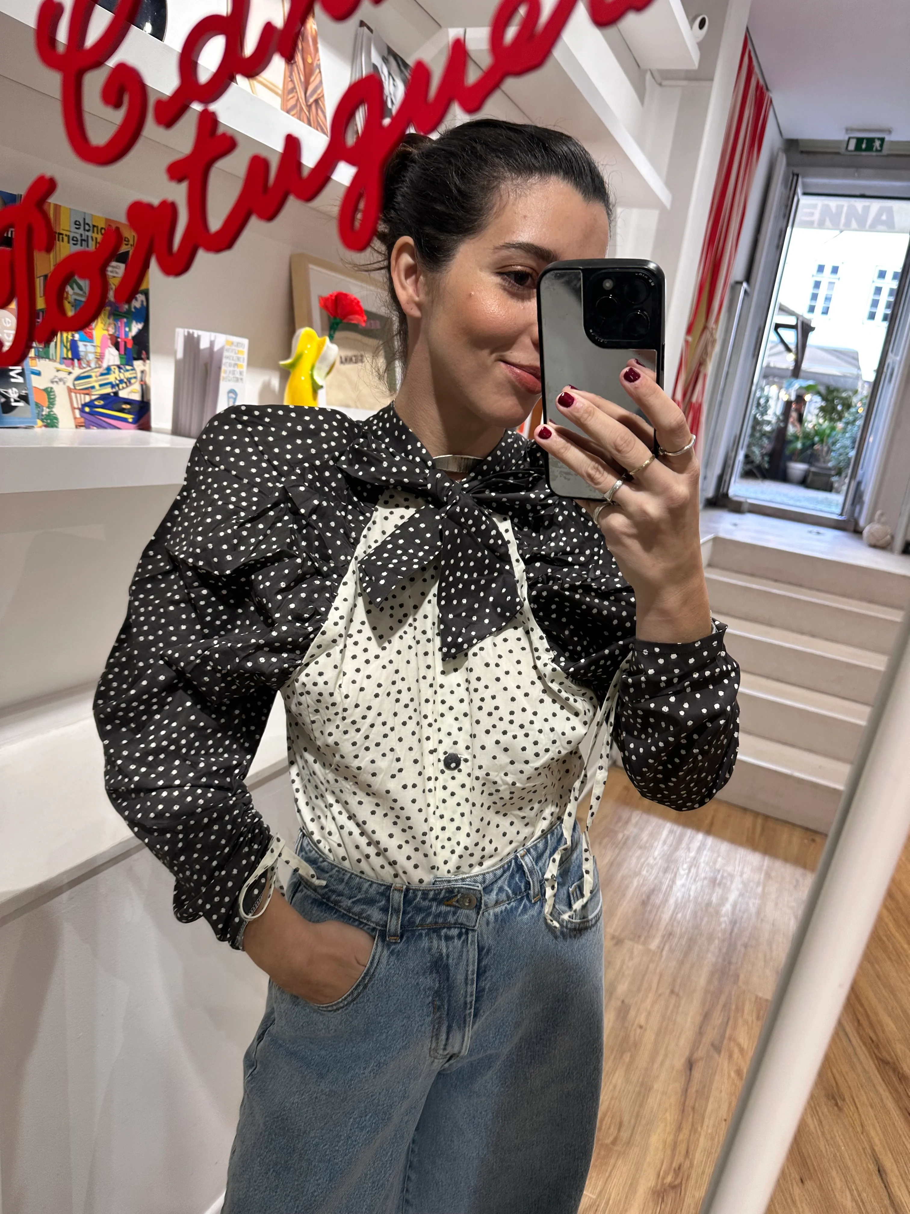 DEMI blouse - SMALL DOTS B&W - Image 6