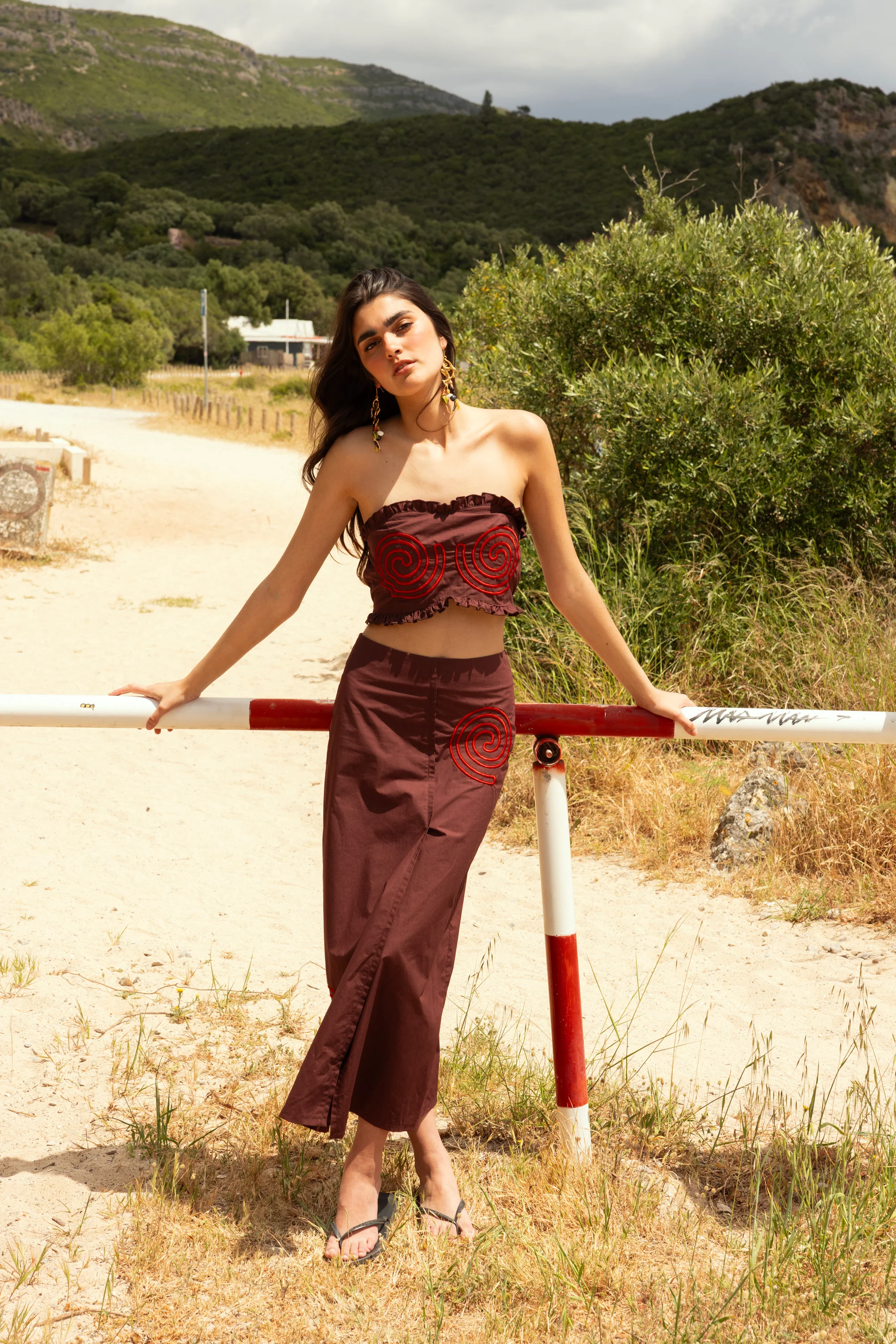 INDIRA skirt - BROWN SPIRAL EMBROIDERY - Image 3