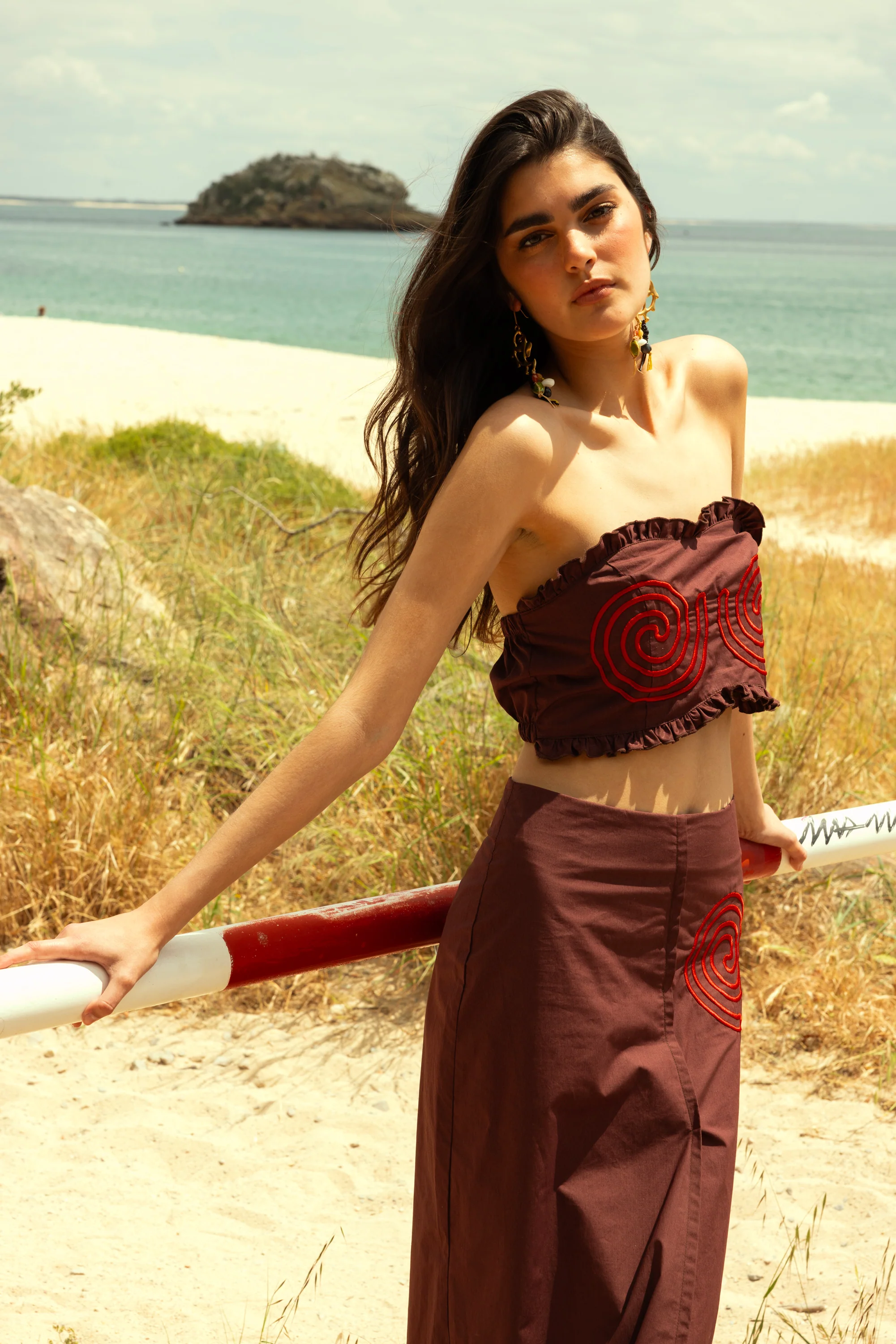 INDIRA crop top - BROWN SPIRAL EMBROIDERY - Image 4