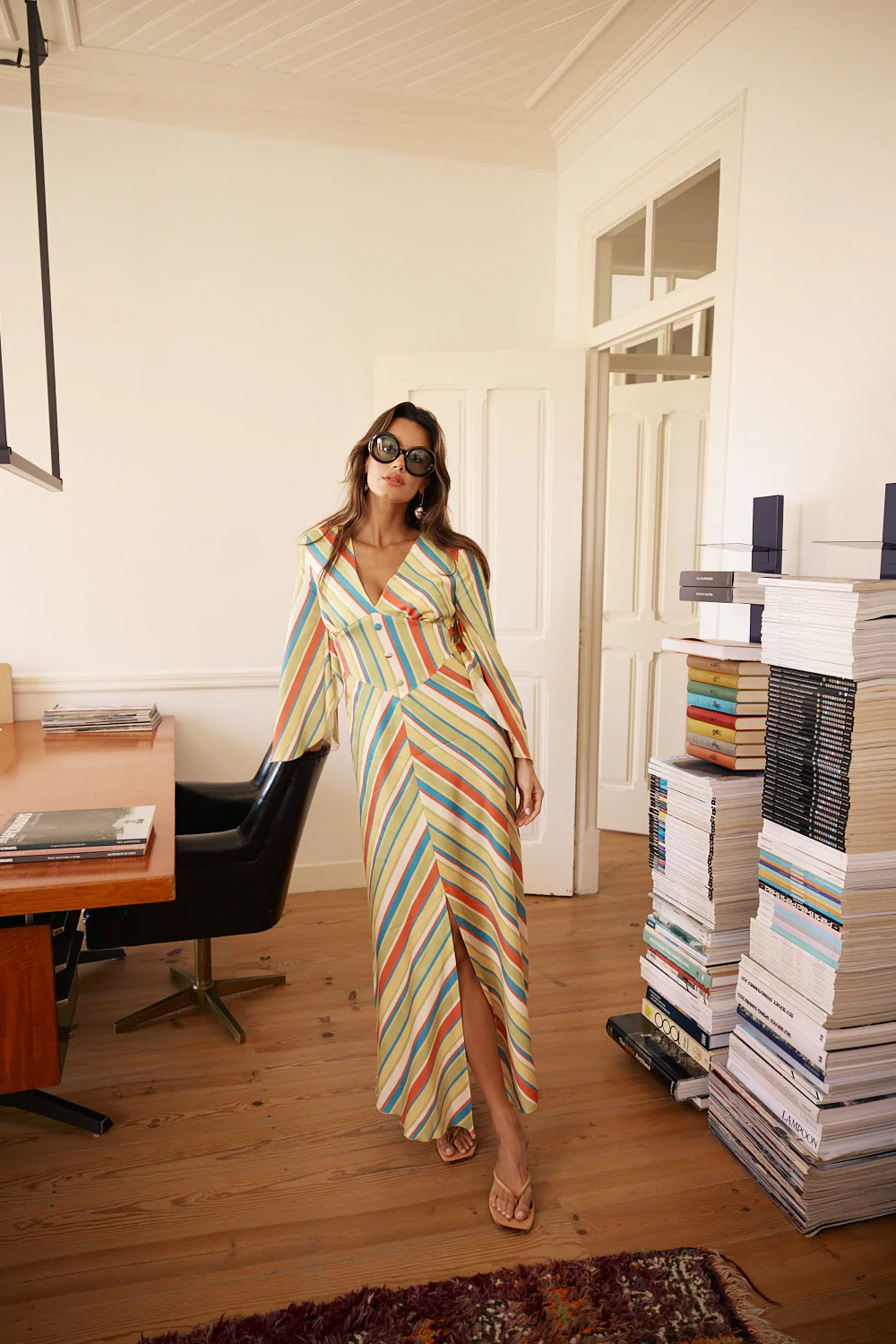 JANE dress - YELLOW & BLUE STRIPES