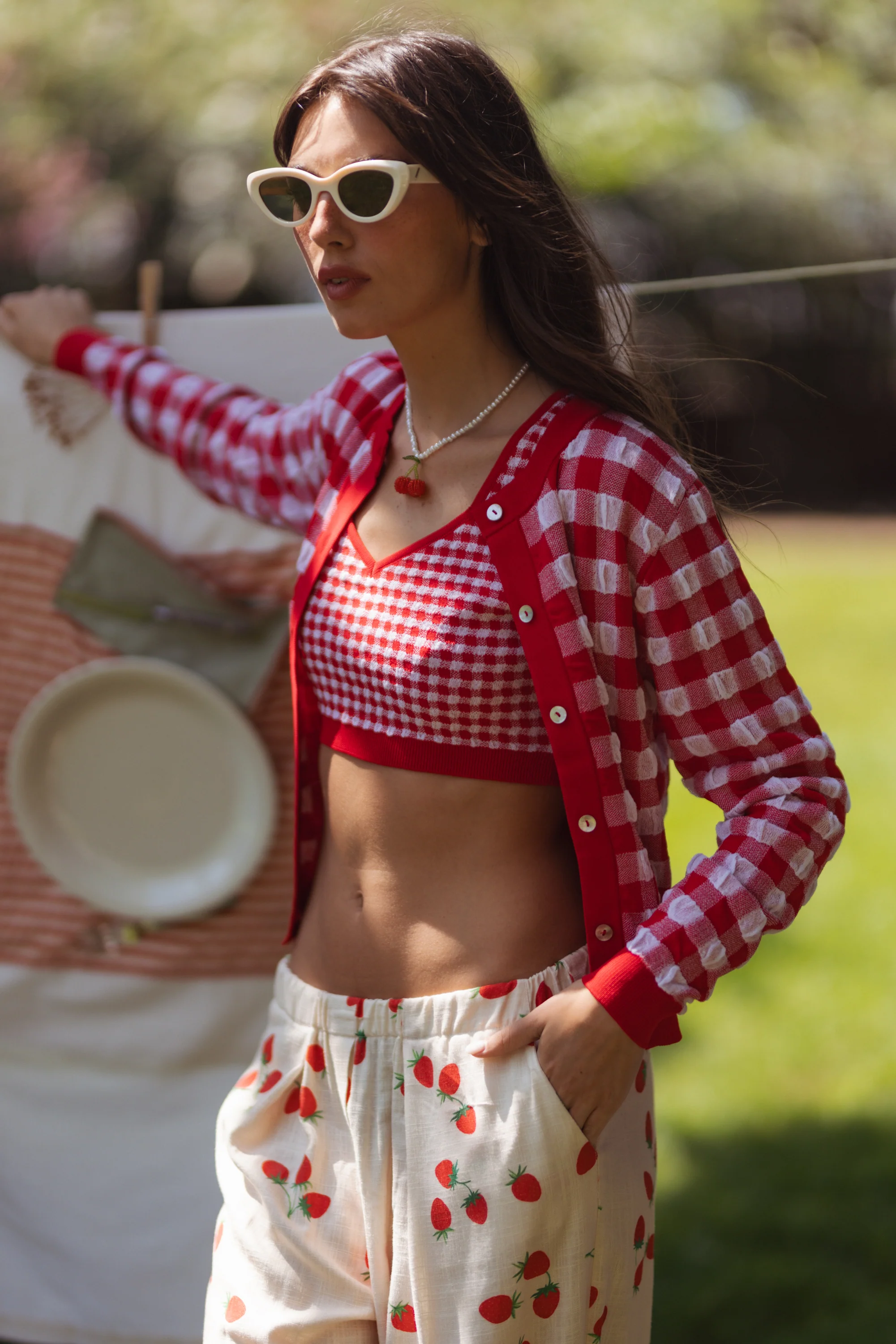 POPPY cardigan - RED VICHY