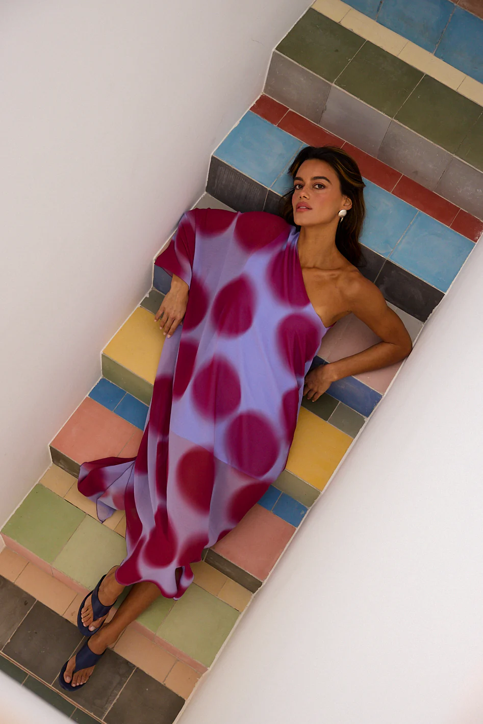 REGINA dress - PURPLE POLKA DOTS